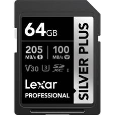 Lexar 64GB Professional Silver Plus UHS-I SDXC Memory Card (205 MB/s) Lexar 64GB Professional Silver Plus UHS-I SDXC Memory Card (205 MB/s)