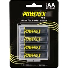 Powerex Pro Rechargeable AA NiMH Batteries (1.2V, 2700mAh) - 4-pack 